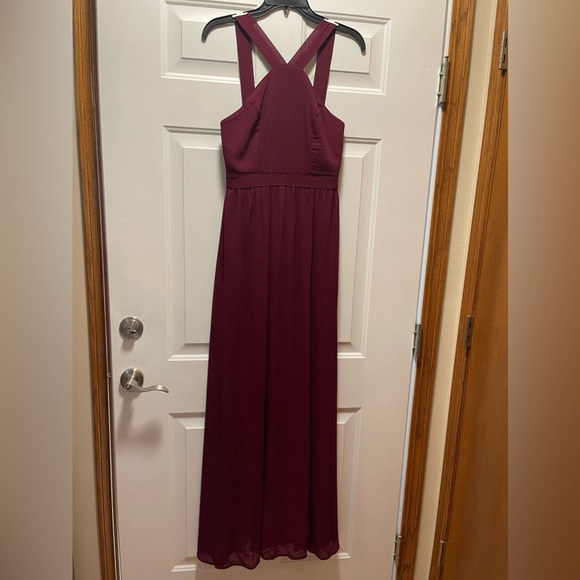 Lulu’s Formal Dress Bridesmaid Prom Sz S Cranberry Lined Sleeveless Wide Straps - Picture 1 of 10